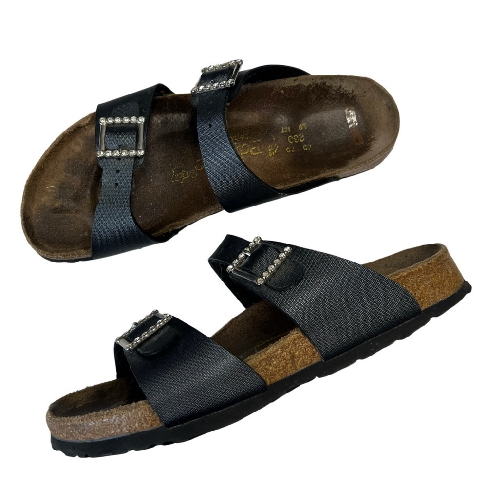 Papillio By Birkenstock Womens Black Sandals With Rhinestone Buckles Size L9 M7 - Picture 2 of 5